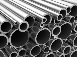 Steel pipes heap