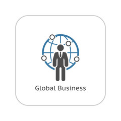 Global Business Icon. Flat Design.