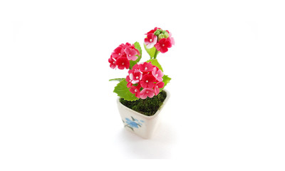 Small Polymer Clay Of Flowers; white background