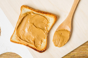 Grilled toast with peanut butter