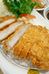 breaded pork cutlet, japanese food style tonkatsu