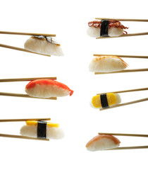 sushi with chopsticks