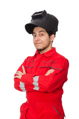 Funny welder isolated on white