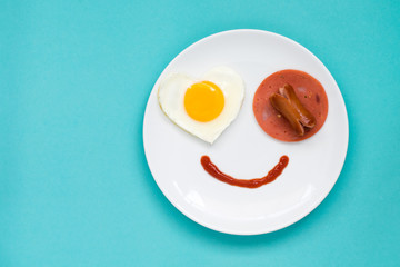 Smile for sweet breakfast with love on cyan background
