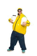 Overweight man isolated on the white