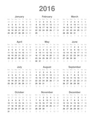 Calendar 2016