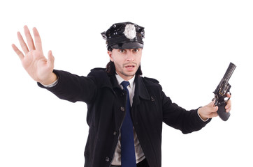 Police officer isolated on white