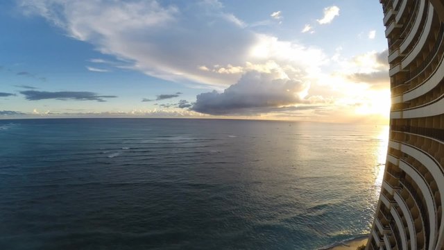ハワイの某ホテルからの夕日（インターバル撮影）