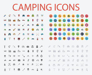 Fototapeta na wymiar Set of Camping icons