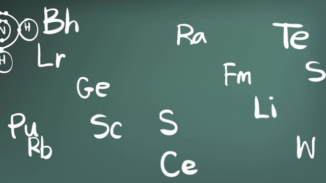 Animation chemistry element in Periodic table formula icon doodle handwriting in blackboard background used for education introduction in 1920x1080 HD quality