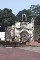 Fototapeta na wymiar Porta de Santiago in Malacca. It all that remains of the Portugu