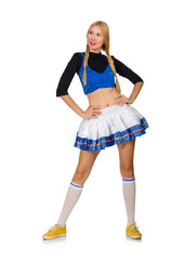 Woman cheerleader isolated on the white