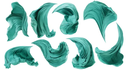 Foto op Plexiglas Stof Stoffen doek vloeiende wind, textielgolf die in beweging vliegt, wit