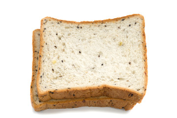 Whole wheat bread isolated on white background