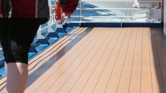 Woman legs exercise walk cruise ship deck HD 7830