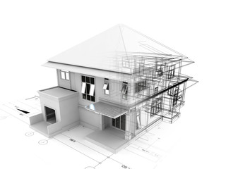 3d render of house on plan