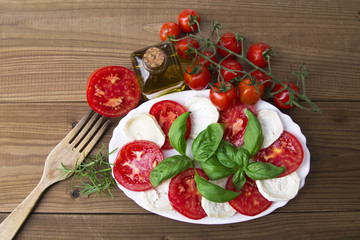 goat cheese with basil and tomatoes