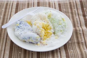 Mung bean rice-crepe, thai dessert