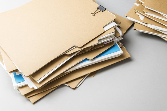 Stacked files.