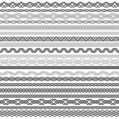 Set of vintage borders for design. Twenty border elements for frames in knotting style.