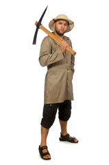 Man with axe isolated on white