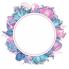 Tender Pink and Blue Vector Floral Frame
