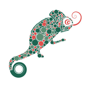 chameleon graphic comprised with circles