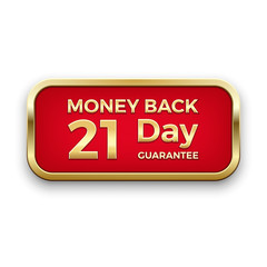 Red money back button with golden frame