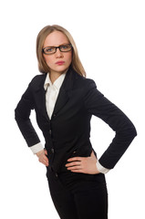 Pretty office employee isolated on white