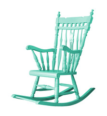 Rocking chair on white background with clipping path