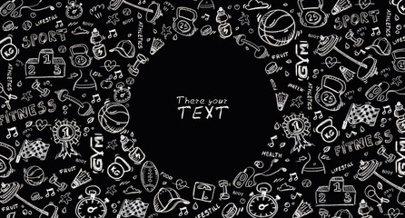 Hand drawn sport doodle set. Pattern.