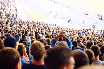 Fan celebrating in the stands at an football game