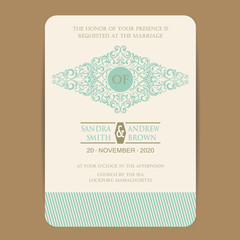 Vintage Wedding Invitation Card.
