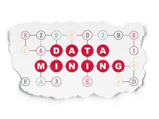 Data concept: Data Mining on Torn Paper background