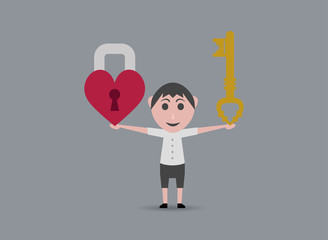 key boy and heart shaped lock
