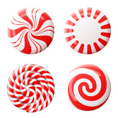 Christmas round candy set. Peppermint candies without wrapper