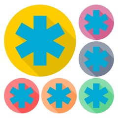 Obraz premium Emergency icons, Hospital sign, Medicine vector sign set with long shadow