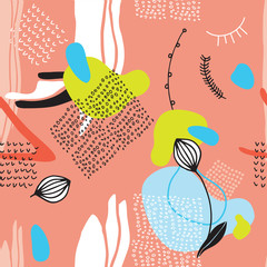 Hand drawn abstract floral seamless background pattern