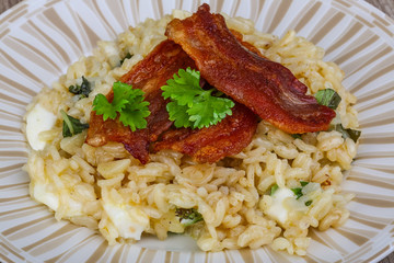 Risotto with mozzarella and bacon