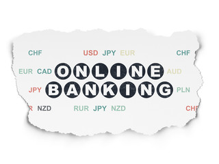 Money concept: Online Banking on Torn Paper background