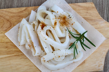 Raw squid rings