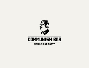 Communism style logo restaurant bar design vector template