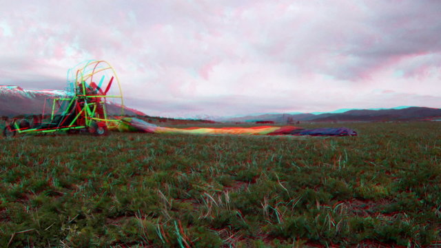 Pilot packing up ultralight fast motion HD 3D