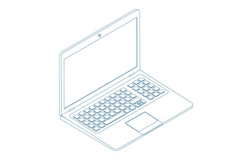 isometric line vector laptop icon 
