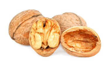 Walnuts closeup isolated on white