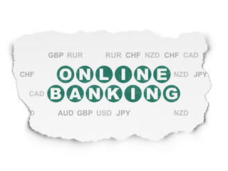 Finance concept: Online Banking on Torn Paper background