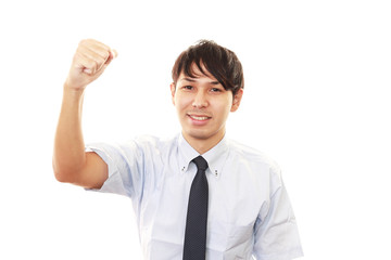 ガッツポーズのビジネスマン