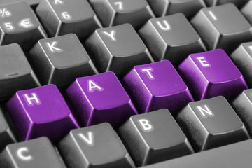 Word hate written with keyboard buttons