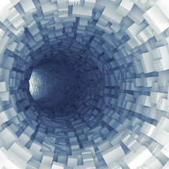 Fototapety  Blue tunnel with technological extruded segments