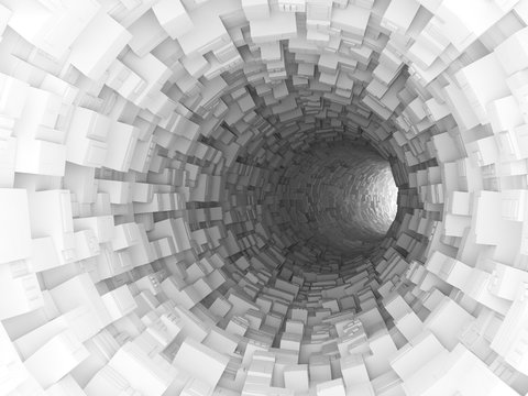 Digital 3d illustration, white bent tunnel © evannovostro